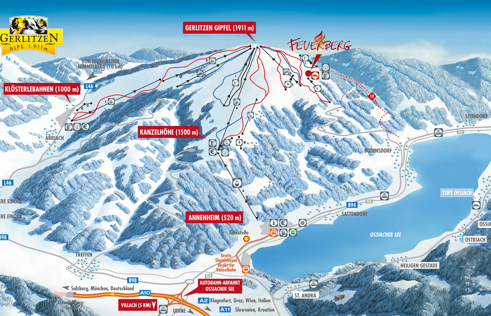 Skiplan der Gerlitzen Alpe